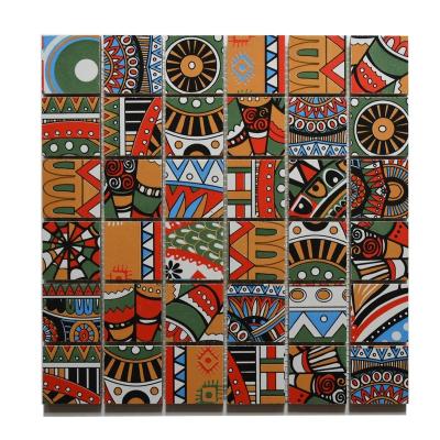 China Colorful Painted Ceramic Parquet Mosaic Slabs For Wall And Floor for sale