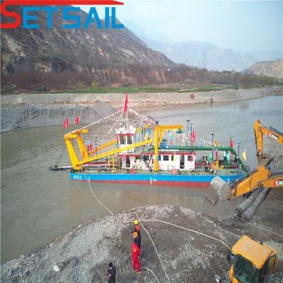 China 3500 M3 Waterstroom 18 inch Hydraulische Snijdmachine Zuigersand pompen Dredger Totaal Lengte 38m Te koop