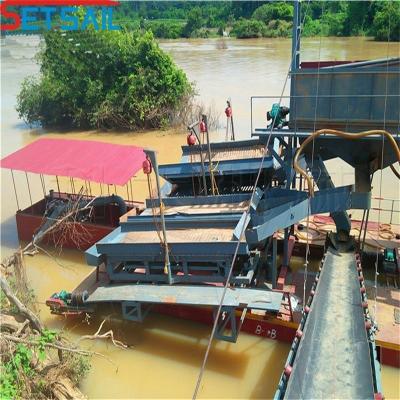 Cina Dredger per l'estrazione dell'oro a catena ragionevole con schermo a tamburo di 1,4 m * 1,2 m * 2,6 m * 1,2 m in vendita