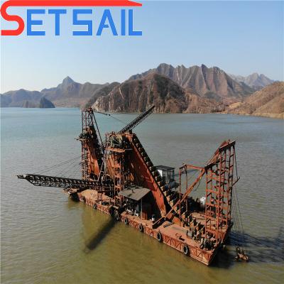 China Customized Carbon Steel Bucket Chain River Gold and Diamond Dredger with Trommel Screen for sale