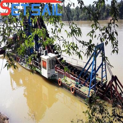 China 37kw-200kw Digging Lake Gold Diamond Dredger with Chain Bucket River Mining Equipment for sale