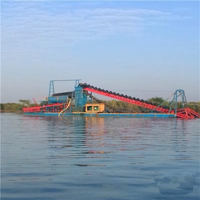 China 24-50 Meter Hull Length Durable Chain Bucket Gold Dredge for Diamond Processing Plant for sale