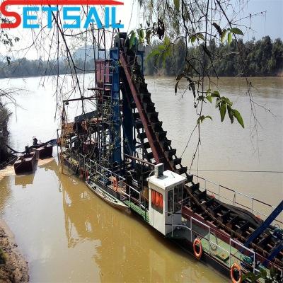 China Set Sail 100m3/Hour Bucket Chain Gold Dredger for Selecting and Panning Gold at Affordable for sale