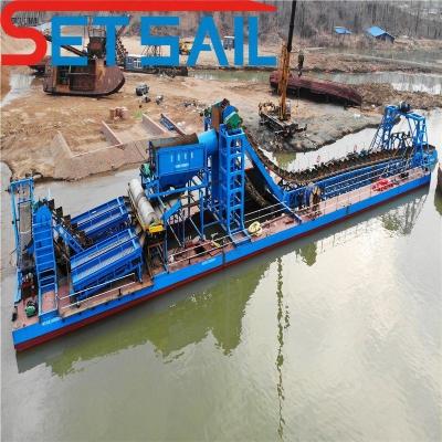 China Chain Bucket River Gold Diamond Dredger für den Zinnbergbau in Seen 30-Tage-Rückerstattung zu verkaufen