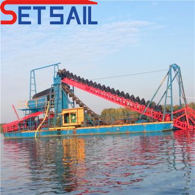 Cina 128-176PCS Chain Bucket Lake Sand Gold Dredger con paracadute di agitazione a diamanti a prezzi accessibili in vendita