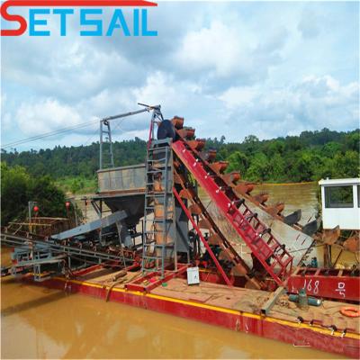 China Chain Bucket River Sand Gold Dredge Equipment voor Diamant US Currency Aanpassing Te koop