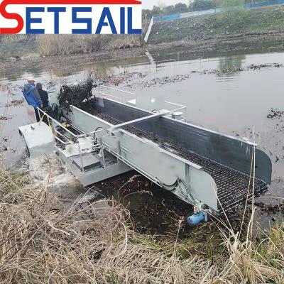 China Snelheid water hyacinth oogster en onkruid snijden schip met max. laadcapaciteit van 50m3 Te koop