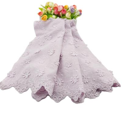 China Sustainable hot selling luxury 3d flower lace fabric embroidery cotton embroidered fabric for women dress for sale