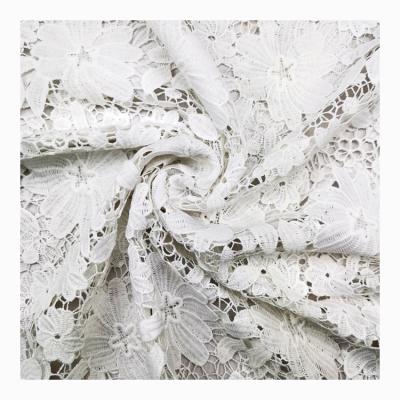 China Factory Wholesale Breathable Water Soluble Embroidery 100%Polyester Fabric Hollow Lace Fabric for sale