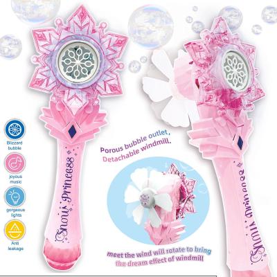 China Wholesale Plastic Automatic Magic Toys Princess Wand Bubble Outdoor Plastic Fan Toys With Music And Light for sale