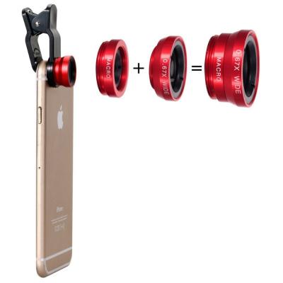 China Fish Lens + Wide Angle + Macro Lens 3 in 1 Promotion Gift Christmas Gift Mobile Phone Lens 3 in 1 Len 0.67X Camera Lens Wide Angle Universal HD Macro For All Smartphones for sale