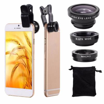 China Fish Lens + Wide Angle + Macro Lens 3 in 1 2020 Christmas Gift Mobile Phone Lenses 3 in 1 Len 0.67X Camera Lens Wide Angle Universal HD Macro For All Smartphones for sale