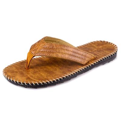 China Fashion Trend High Quality PU Top Beach Casual Flat Slides Boys Outdoor Slippers Soft Sole Flip Flops Mens Slides for sale