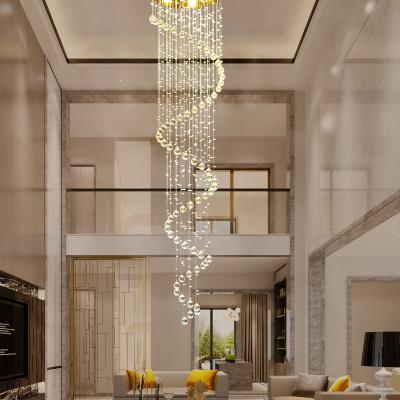 China European Modern Creative Art LED Chandelier Ceiling Linear Pendant Lights Hotel Villa Living Room Spiral Crystal  Chandelier for sale