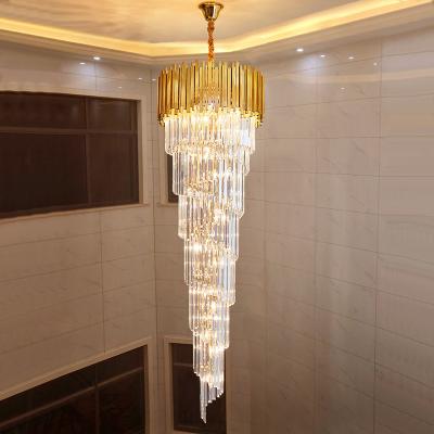 China Modern Crystal Chandelier For Spiral Interior Design Ladder Luxury Corridor Led Crystal Chandelier Pendant Light for sale