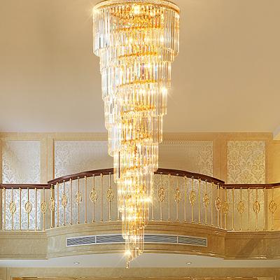 China Multi Layers Modern Crystal Chandelier Led Lamp Ac110V 220V Long Staircase Lighting Fixtures Hotel Lobby Plafonnier for sale