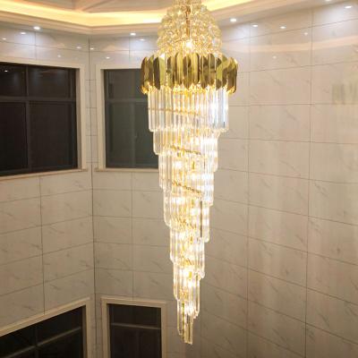 Chine Long Staircase Crystal Chandelier Modern Loft Crystal Lamp Long Chandelier Simple Luxury Villa Living Room Large Pendant Light à vendre