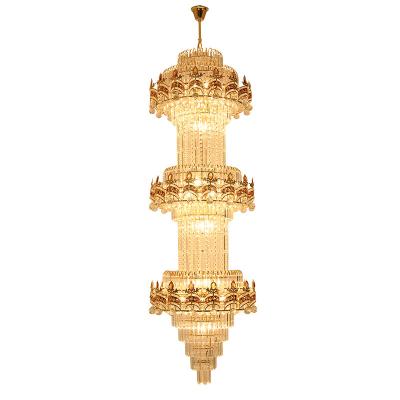 China Large Gold Imperial Crystal Chandelier For Hotel Hall Living Room Staircase Hanging Pendant Lamp European Big Lighting for sale