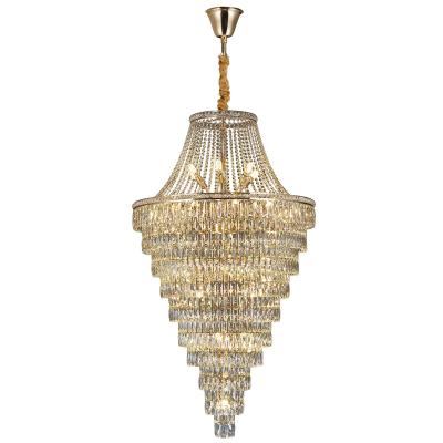 Chine Duplex Floor Luxury Crystal Big Pendant Light Hotel Lobby Living Room Spiral Staircase Villa Decorative Chandelier à vendre