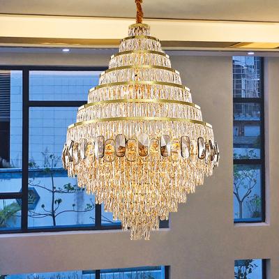 Chine Large Crystal Pendant Light In Duplex Building Luxury Hotel Lobby Engineering Villa Living Room Hollow Chandelier à vendre