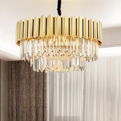 Chine Modern Round Golden Chandelier LED Crystal Lamp for Restaurant Dinning Room Lighting American Crystal Light Fixture à vendre