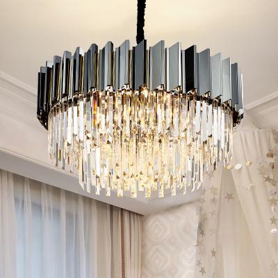 China Modern Led Chandelier For Living Room Dining Room Decoration Bedroom Round/Rectangle Kitchen Indoor Lighting Smoky Gray Lamp for sale