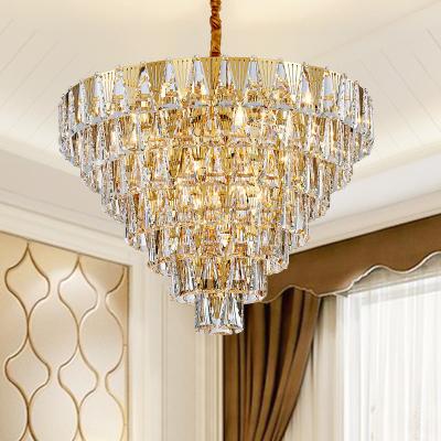 China LED Modern Stainless Steel Crystal Silver Golden Designer Lustre Chandelier Lighting Suspension Luminaire Lampen For Foyer for sale