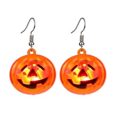 China Hyperbole Halloween Party LED Earrings Lights Ghost Head Pumpkin Ghost Festival Earrings Transparent Luminous Halloween Earrings for sale