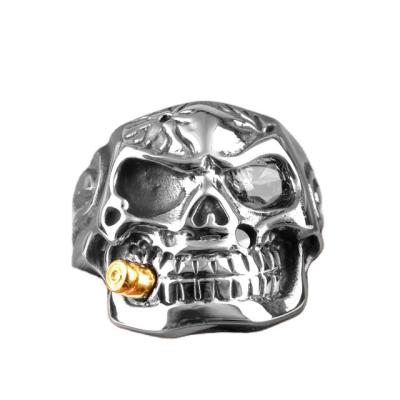 China Anti-allergic/Never Fade/No Cool Stainless Steel Black Stainless Steel Skull Rings Gothic Skeleton Punk Hip Hop Gold For Male Boy Jewelry Creativity Gift Men Rings for sale