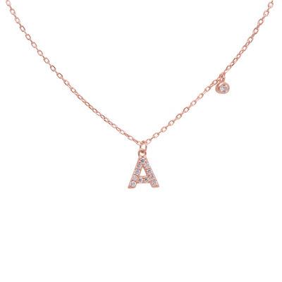 China Cute Women's S925 Sterling Silver 26 Diamond Alphabet Necklace Full English Alphabet Chain Silver Clavicle Pendant Chain for sale