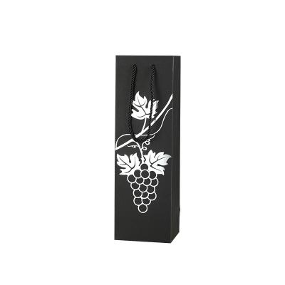 China 2021 Recyclable Take Out Customer Custom Lucury Black Stamping Bottle Gift Wine Bags Paper for sale