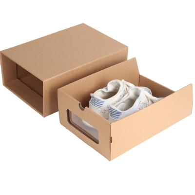 China Shoe Packing Box Storage Shoe Box Cowhide Folding Paper Box Thickened Transparent Drawer Household Multilayer Shoe Box for sale