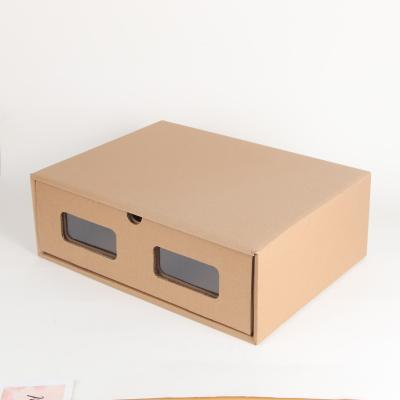 China Recyclable Eco-Friendly Electronic Components Storage Box Set Kraft Paper Drawers Corrugated Drawer Paper Shoes Storage Box Packaging for sale