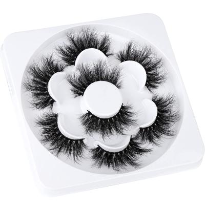 China Big-eyed Style Natural Soft 4 Pairs Fried Imported Synthetic Cross-Exaggerated Thick 25MM Mink False Eyelashes for sale