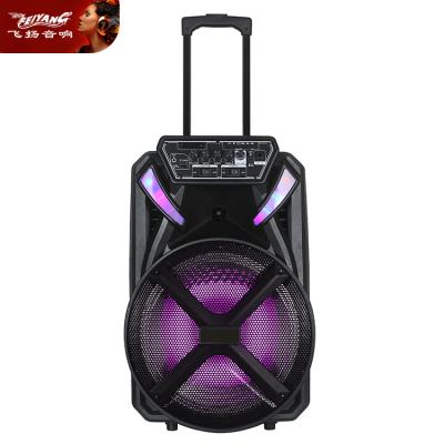 China Multifunctional BT Portable Trolley Speaker Subwoofer 12 Inch LED Flashing Light Trolley Speaker Box Radio Sound Speaker for sale