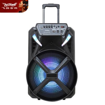 China High Power 15 Inch Digita Portable Speaker Cart Dolby Outdoor Rechargeable Karaoke Speaker With Wireless Microphone for sale