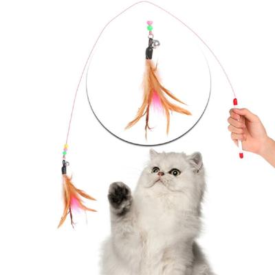 China Hot Cute Design Viable Toy Plastic Steel Wire Cat Feather Teaser Wand Toy For Cats Interactive Products For Pet Free Shipping for sale