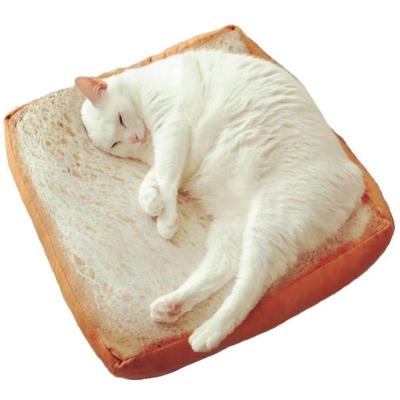 China Memory Can Be Swallowed Cute Emulation Toast Bread Slices Creative Plush Pillow Pet Cats Bread Leisure Cushions Warm Sleep Cushions for sale