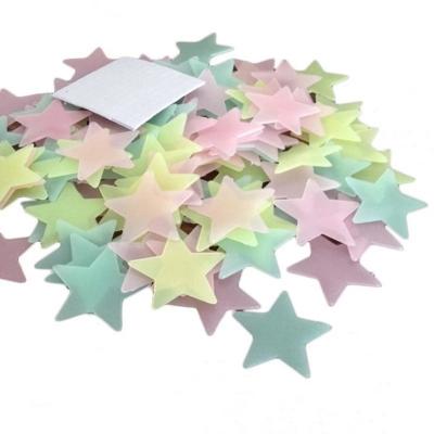 China Decorative Sticker 100pcs/lot 3cm Luminous Stars Wall Stickers Star Fluorescent Sticker Decals For Baby Bedroom 3D Home Wall Decor for sale