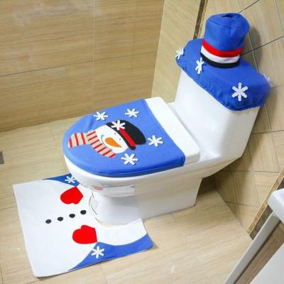 China Free Shipping Bathroom Mat Toilet Rug Christmas Decoration Santa Toilet Seat Cover Anti-Slip Xmas for New Year Home Mat No for sale