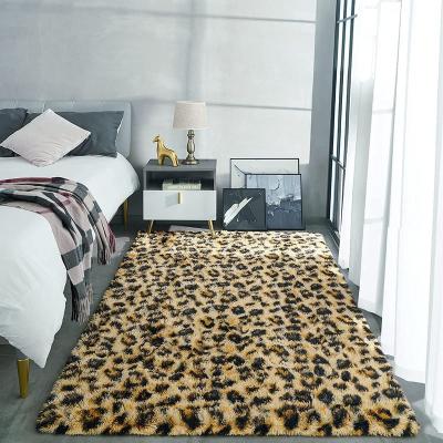 China Customized Home Area Rug Leopard Shaggy Area Rug Cheap Living Room Bedroom Rug Shaggy Blanket for sale