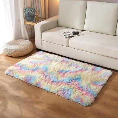 China 6mm Customized Cheap Living Room Bedroom Carpet Colorful Shag Rug Rainbow Shaggy Rug for sale