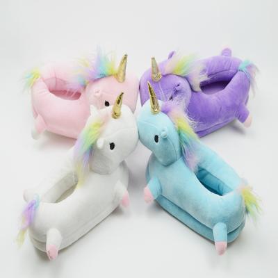 China 2021 Fashion Trend Lovely Home Slippers Unicorn Warm Slippers Fuzzy Cute for Girls Woman for sale