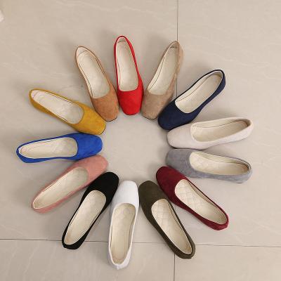 China China Factory Wholesale Flat Women Flats Faux Suede Square Toe Ladies Slip On Loafer Shoes for sale