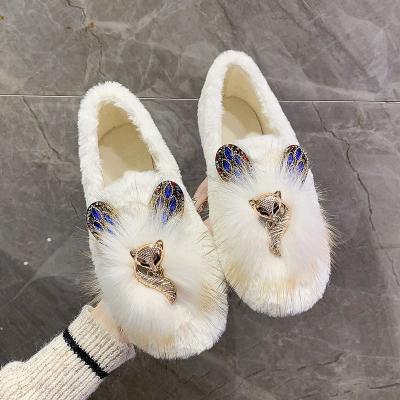 China Fashion Trend Famous Brand Luxury Winter Fur Outdoor House Indoor Slips Warm Shoes For Women for sale