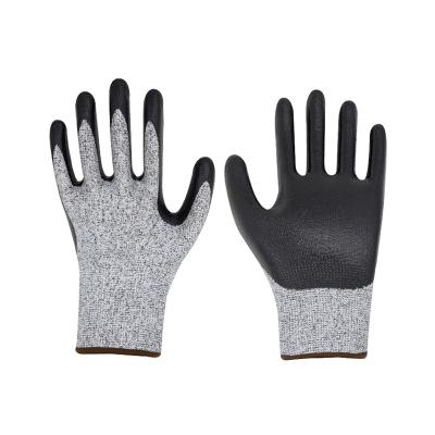 China Factory wholesale durable working safty hand protection wearable anti-cutting HPPE and nitrile work gloves for sale