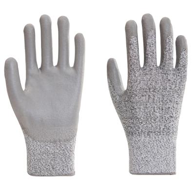 China Durable PU Coated Cut Resistant Hand Protection Gray Gloves For Work for sale