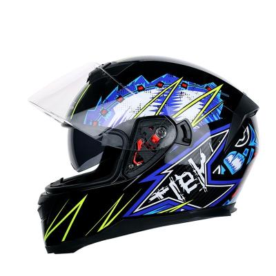 China ABS Jiekai Motorcycle Locomotive Full Face Helmet Covered Double Lens Locomotive Racing Helmet Full Cover Motorcycle Helmet for sale