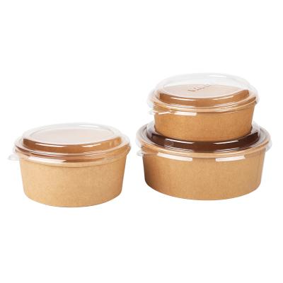 China Traditional Hot Selling High Quality White Food Grade Kraft Paper Salad Bowl With Cover Lid for sale