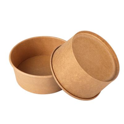 China Traditional Hot Selling High Quality White Food Grade Kraft Paper Salad Bowl With Cover Lid for sale